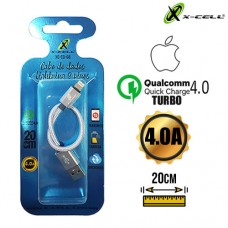 Cabo USB Lightning 8 Pinos Trançado Nylon Turbo QC 4.0 20cm 4.0A X-Cell XC-CD-68 - Prata